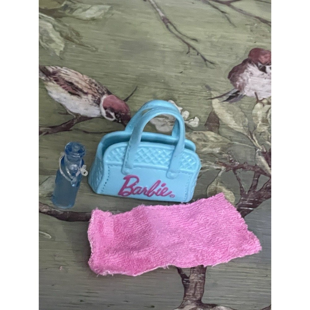 Barbie Doll Gymnastics Blue Gym Bag With Towl And Water Bottle Accessory Lot